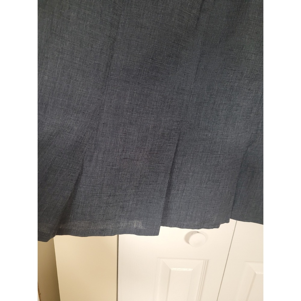 Kasper Women Blue Linen Blend Pencil Skirt 3 Pleats Professional Career Size‎ 14 - Picture 3 of 7